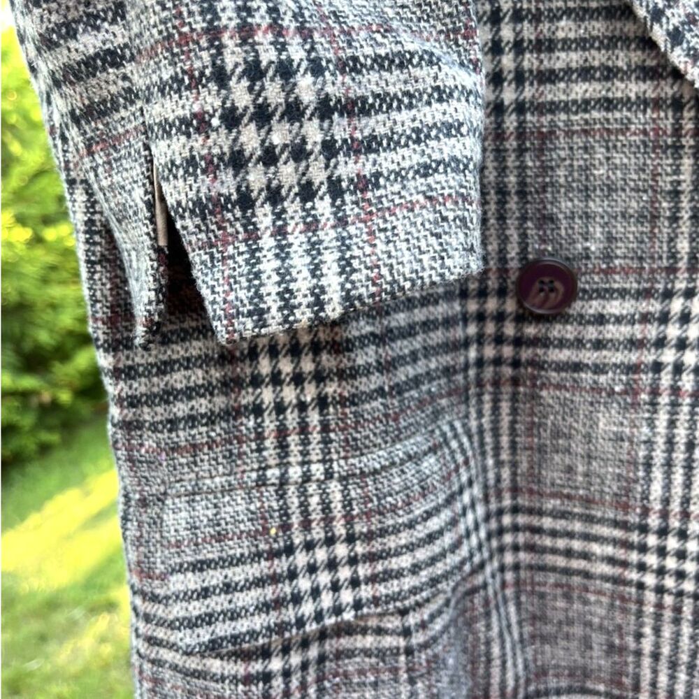 Elleven Houndstooth Plaid Double Breasted Blazer Women's Small Black Tweed NWT - Picture 7 of 11